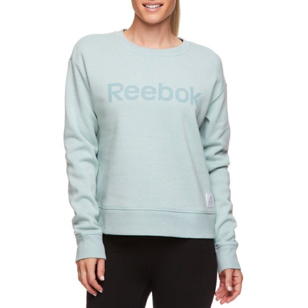 Reebok Womens Cozy Crewneck Sweatshirt with Graphic Mint Color Size L NWT